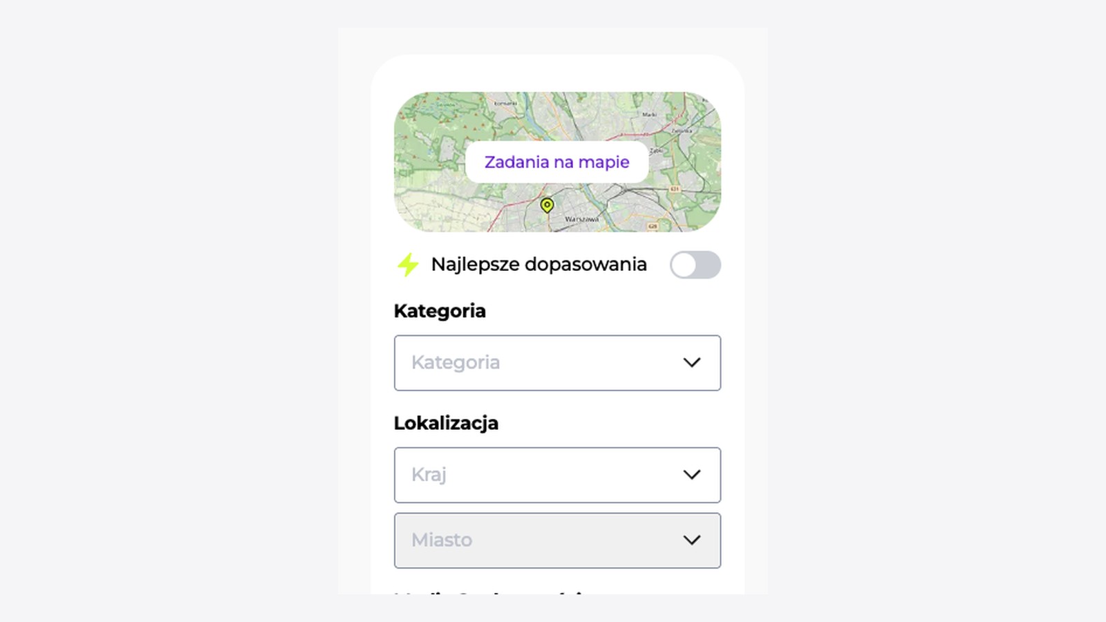 Zlecenia na mapie Influencers Friendly z filtrami kategorii i lokalizacji